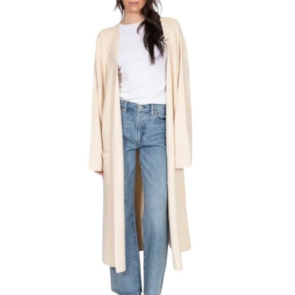 NWOT Brunette the Label 'Matilda' Rib Knit Oversized Maxi Cardigan | Cream - Picture 1 of 6